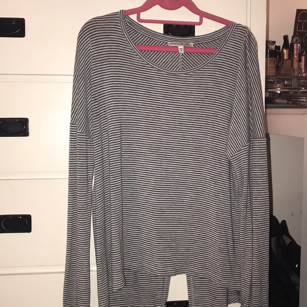 Express black and white striped top